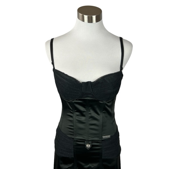 Galliano Vintage Y2K 2000’s Collection Black Spaghetti Strap Bustier Dress - Picture 2 of 9
